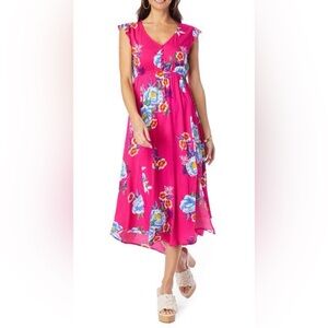 Jessica Simpson Gabbie Hi-Low With Front Slit Dress, Comic Florals, P3X, 780388